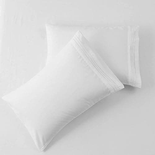 SONORO KATE Bed Sheet Set Super Soft Microfiber 1800 Thread Count Luxury Egyptian Sheets 16-Inch Deep Pocket Wrinkle and Hypoallergenic-4 Piece(Queen White) thumbnail 4