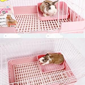 WEWAYKGJ Rabbit Litter Box Bunny Potty Box Guinea Pig Hay Rack Feeder Rabbits Corner Litter Pan Potty Trainer Pet Toilet with Cleaning Set for Hamster, Guinea Pig, Ferret and Other Animals (Pink) - Pink thumbnail 6