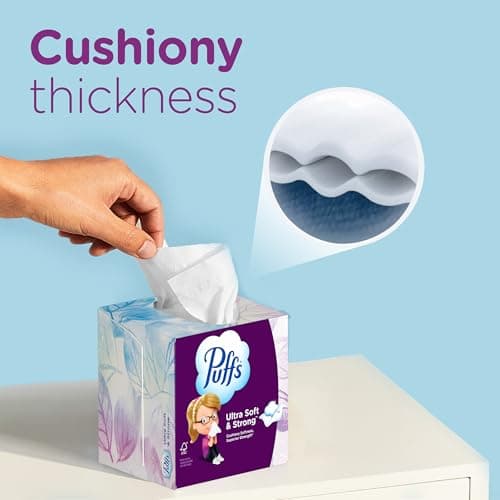 Puffs Facial Tissue Ultra Soft Non-Lotion, 10 Cube Boxes, 56 Facial Tissues per Box, Allergies and Colds (Packaging May Vary) thumbnail 9