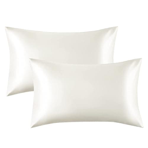 Bedsure Satin Pillowcase for Hair and Skin Queen - Ivory Silky Pillowcase 2 Pack with Envelope Closure, Similar to Silk Pillow Cases, Gifts for Women Men, 20x30 Inches, 2pcs - Image 1