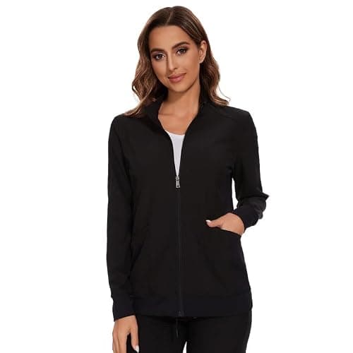 COZYFIT Scrub Jackets for Woman, Zip Front Nurse Jacket, 4-Way Stretch Fabric - Image 1