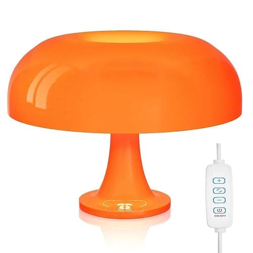 Retro Orange Mushroom Lamp for Bedroom Nightstand Mid Century Modern Table Lamp Decor Aesthetic Lighting Dimmable Mushroom Shaped Donut Bedside Lamp with 3 Lighting Modes, Minimalist Home Decor thumbnail 8