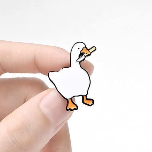 ROSTIVO Silly Goose Enamel Pin Funny Knife Goose Cute Cartoon Lapel Pin | Cute mischievous silly goose enamel pin with knife, funny meme lapel pin, jacket hat backpack accessory gift for teens thumbnail 2