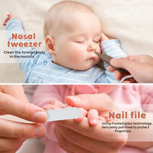 6-in-1 Baby Grooming Set, Natural Wooden Hairbrush and Comb, Nail Clippers,Nail Scissors, Nail File and Tweezers for Kids and Newborns in Nice Gift Box thumbnail 4