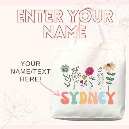 Personalized Custom Name Tote Bag - Custom Tote Shopper - Premium Durable Canvas, Reusable, Eco-Friendly- Ideal Gift for Women, Bridesmaids, Teachers, Nurses - Customizable (Medium Bag) thumbnail 5