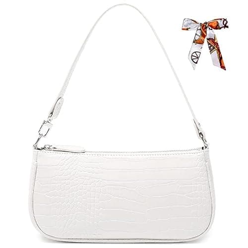 Aucuu Leather Shoulder Bag for Women, Mini Handbag with Crocodile Pattern Retro Soft PU Leather Small Crossbody Bag Classic for Women 90s Mini Bags with Chain - Image 1