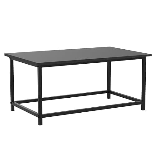 SAYGOER Black Coffee Table Simple Modern Rectangular Center Table Open Space Minimalist for Living Room Home Office Industrial Cocktail Tables, Easy Assembly, 39.37 x 19.69 x 17.72 - Black Large - 39.3"D x 19.7"W thumbnail 5