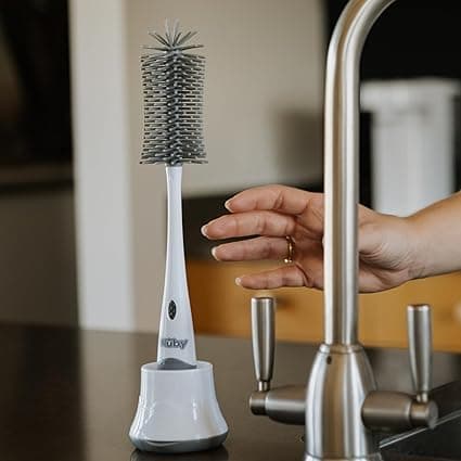 Nuby 2-in-1 Silicone Baby Bottle & Teat Cleaning Brush with Draining Stand | Multifunctional Newborn Bottle Brush with Hygienic Draining Stand and Silicone Bristles for Scratch Resistant Cleaning thumbnail 6
