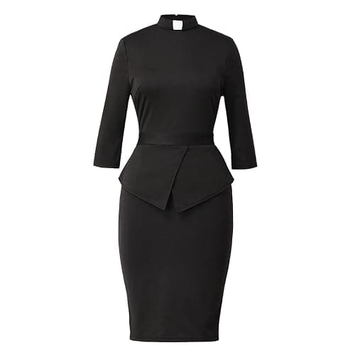 BLESSUME Catholic Church Women Clergy Tab Collar Dress Mass Sheath Dress thumbnail 2