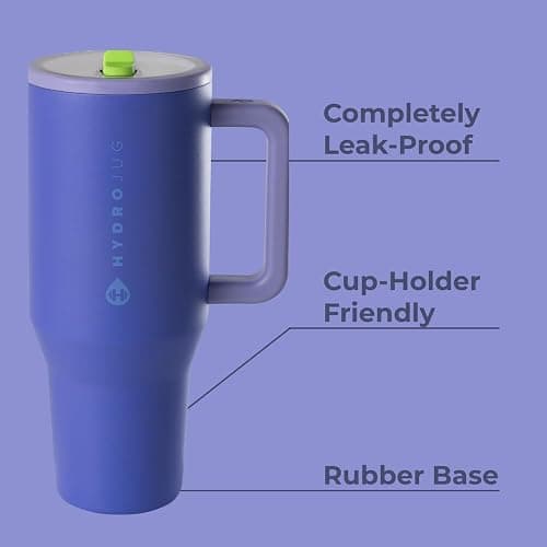 HydroJug Traveler - 40 oz Water Bottle with Handle & Flip Straw - Fits in Cup Holder, Leak Resistant Tumbler-Reusable Insulated Stainless Steel & Rubber Base - Gifts for Women & Men, Lime Rickey thumbnail 3