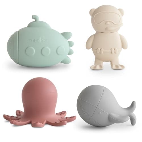 mushie Sealife Bath Toys Play Set for Toddlers | 100% Food Grade Silicone | Mold Free, Pack of 4 - Image 1