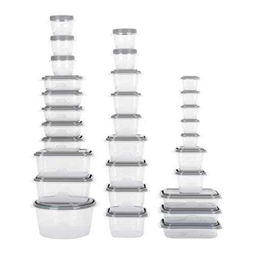 GoodCook EveryWare Set of 30 BPA-Free Plastic Food Storage Containers with Lids (60 Pieces Total), Clear/Grey - Image 1