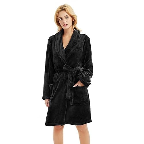 U2SKIIN Women Fleece Robe, Short Cozy Plush Robes for Womens Soft Shawl Collar Warm Spa Bathrobe thumbnail 3