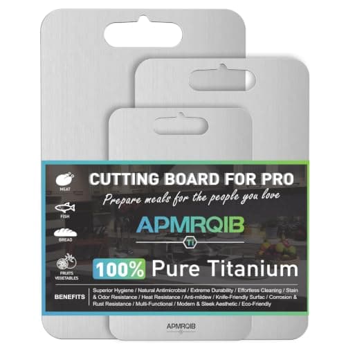 APMRQIB Titanium Cutting Board Set of 3,100% Pure Titanium Cutting Boards for Kitchen, Double Sided Non Toxic Cutting Board, Ideal Charcuterie & Chopping for Meat, Hygiene Durable Dishwashr（3 Pack) - Image 1