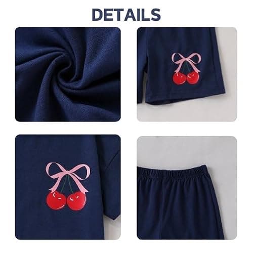 Zylvae Kid Girl 6-11 Years Summer 2-Piece Outfit Set - Daisy/Bow Print Top & Patterned Shorts Clothing Set thumbnail 4