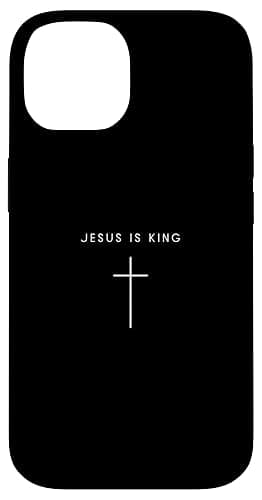 Jesus Is King Cross - Minimalist Christian Religious Jesus Case for iPhone 14 - Image 1