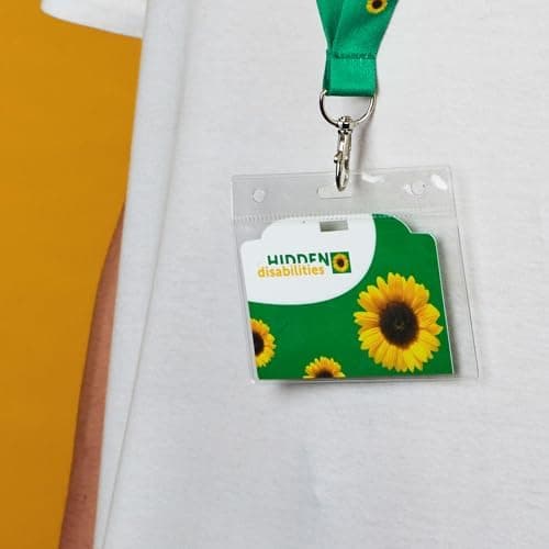 Official Hidden Disabilities Sunflower Lanyard (70cm) with ID Card | Smaller 70cm hidden disability sunflower lanyard with ID card holder and safety breakaway clasp for a child or smaller person thumbnail 5