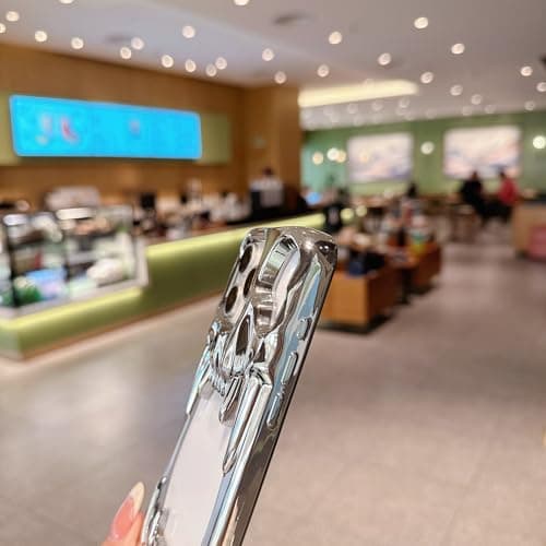 Pretaco Gothic 3D Hollow Horror Devil Pattern Case for iPhone 16, [Luxury Chrome Color Plating] [Heat Dissipantion Thermal Design] Shockproof Bumper for Halloween- Silver thumbnail 8