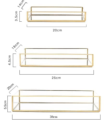 Gold Mirror Tray Perfume Display & Jewelry Organizer - Makeup, Serving, Bathroom Trays - Beautiful Art Decor, Neaten Storage for Vanity, Closet, Dresser (20 * 14 * 3.5cm) thumbnail 3