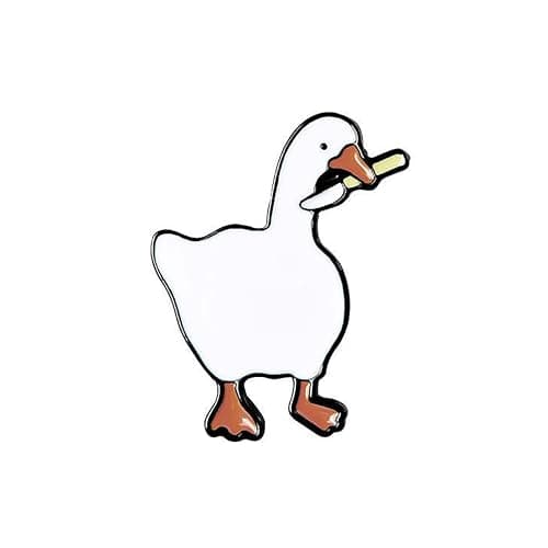 ROSTIVO Silly Goose Enamel Pin Funny Knife Goose Cute Cartoon Lapel Pin | Cute mischievous silly goose enamel pin with knife, funny meme lapel pin, jacket hat backpack accessory gift for teens - Image 1