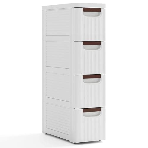 MAT EXPERT Narrow Storage Drawers, Slim Rolling Drawer Cart with Universal Wheels, Convenient Handles, Storage Organizer Utility Cart for Bedroom, Living Room, Bathroom, Kitchen (4 Drawer) - Image 1