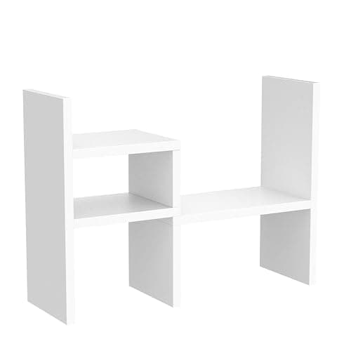 Jerry & Maggie - Desktop Organizer Office Storage Rack Adjustable Wood Display Shelf | Birthday Gifts - Toy - Home Decor | - Free Style Rotation Display - True Natural Stand Shelf (White) | Wooden Desk Organizer, Cute Dorm & Cubicle Decor. Stores Makeup & Mini Plants,Space-Saving Storage for Small College Rooms thumbnail 5