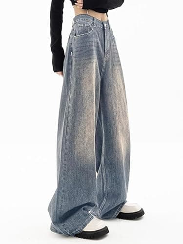 EMMIOL Jeans for Women Wide Leg Baggy Jeans High Waist Y2K Cargo Pants Casual Loose Boyfriends Trousers Vintage Streetwear thumbnail 5