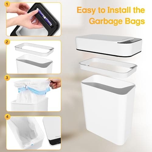 LJIACLEA Bathroom Trash Can Automatic Touchless 2.6 Gallon Small Smart Trash Cans with Lid Slim Garbage Can for Kitchen, Toilet, Bedroom, RV, Living Room thumbnail 6