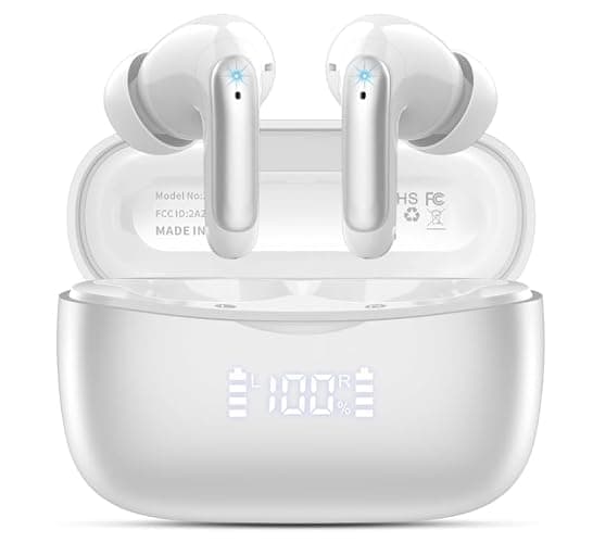 WeurGhy Wireless Earbuds, HiFi Sound Bluetooth 5.3 Headphones with 4 ENC Noise Mic, 56H Playtime Ear Buds with LED Display, USB-C, IPX7 Waterproof Wireless Headphones for Sports Workout - Image 1