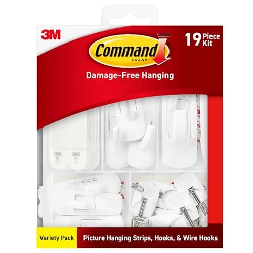 Command Variety Pack, Including 10 Pairs of Picture Hanging Strips, 6 Wire Hooks and 8 Utility Hooks for Hanging Christmas Decorations, Damage Free Hanging Up to 19 Items with Command Strips, 1 Kit - Image 1
