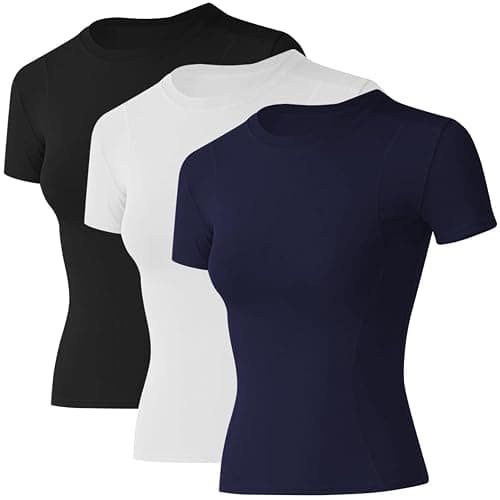 Loovoo Women Workout Shirts 1/2/3 Pack Athletic Compression Tee Dry Fit Yoga Gym Basic Tops - Image 1