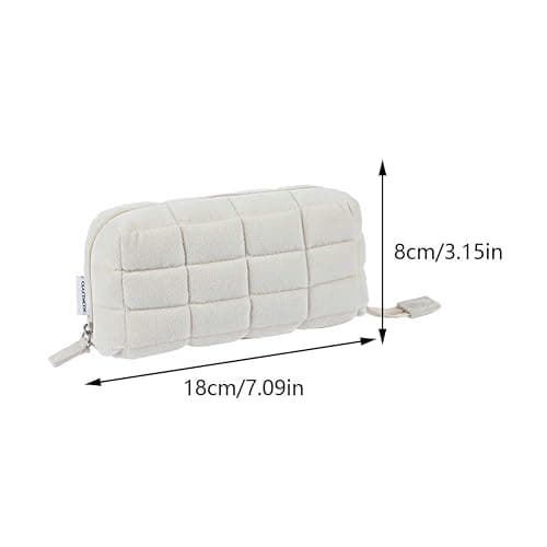 GETBSTOOP Multifunction Quilted Creative Pencil Box Large Capacity Travel Toiletry Bag Cotton Pillow Shape Simple Pen Pouch for Outdoor Travel thumbnail 3