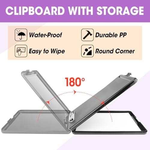 8 Pack Clipboard with Storage, High Capacity Storage Clipboard 8.5 x 11 with Pen Holder, Letter / A4 Size, Inner Plastic Folder Attached for Teacher Office Home, Size 13.4 x 9.4 x 0.9 in thumbnail 4