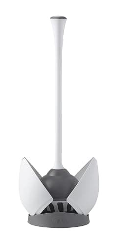 Clorox Toilet Plunger with Hideaway Holder Caddy Heavy-Duty Compact Design with Non-Skid Rubber Base for Bathroom Convenient Storage Toilet Unclogger, 6.5x19.5-Inch, White thumbnail 3