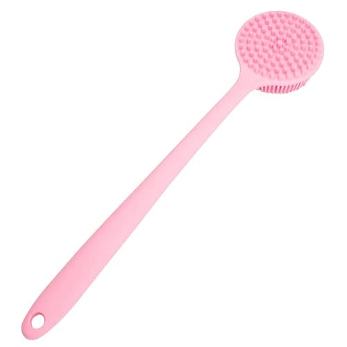 DNC Soft Silicone Back Scrubber Shower Bath Body Brush with Long Handle (Pink) thumbnail 3