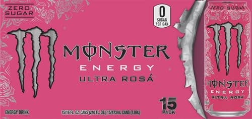 Monster Energy Ultra Rosa, Sugar Free Energy Drink, 16 Ounce (Pack of 15) thumbnail 3