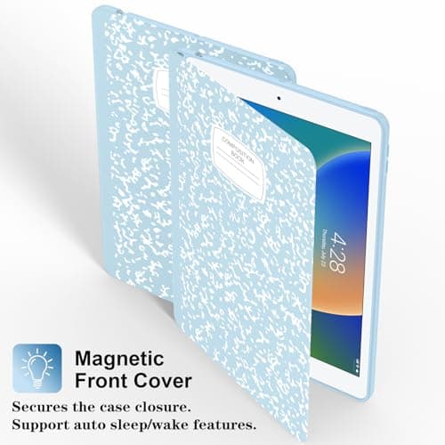 Supveco Case for iPad 9th/8th/7th Generation 10.2 inch (2021/2020/2019 Model) with Pencil Holder, Premium Folio Stand Case with Auto Wake/Sleep,Soft TPU Back Shell Cover for iPad 10.2 Inch-Ice Blue thumbnail 4