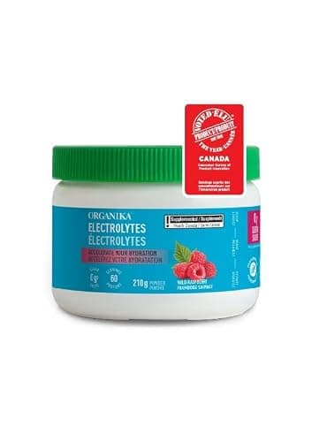 Organika Canadian-Made Electrolytes Powder- Wild Raspberry- Sugar-Free Hydration and Electrolyte Replenishment with Prebiotics and Vitamin C- 210g - 60 servings thumbnail 6