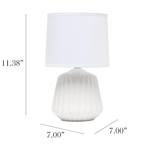 Simple Designs LT1120-OFF Petite Mini Pleated English Ceramic Base Table Lamp, Off White thumbnail 3