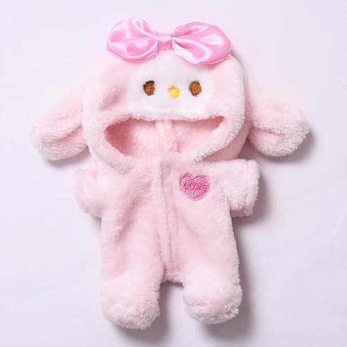 17cm Clothes Set(NO Doll), Hat & Overalls Set for 17cm Accessories Suit,Cute Stylish Clothing Suit for Doll Dress up (Plush Pink) - Image 1