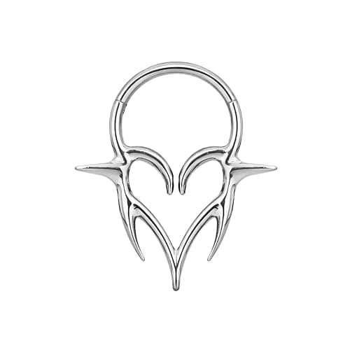 Pierced Owl 16GA ASTM F-136 Implant Grade Titanium Spiked Heart Hinged Segment Clicker Ring - Image 1
