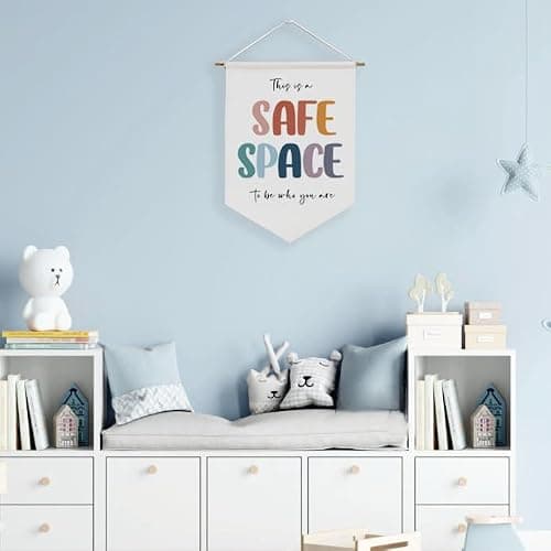 Safe Space Wall Hanging,Therapy Office Wall Decor,Bulletin Board Decorations,Classroom Decor,Door Decorations Hanging,Office Wall Art,School Counselor Office Wall Decor - Safe Space thumbnail 5