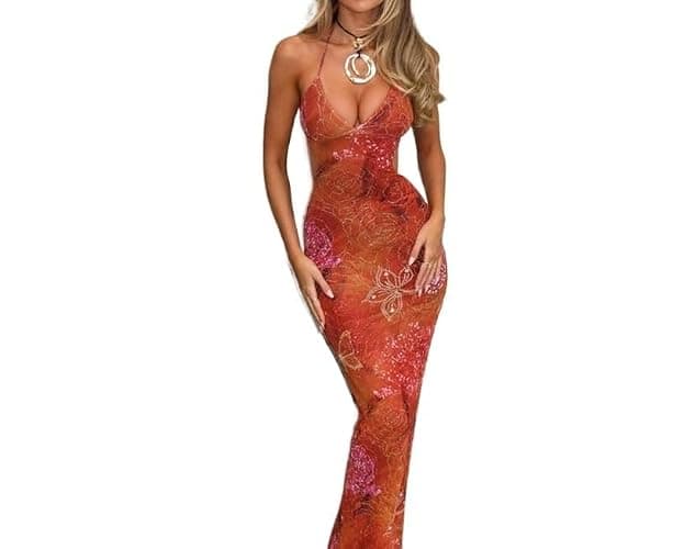 Missionary Sexy Printed Vacation Dress For Summer 2025, New Open Chest Suspender Women's Clothing(M) - Image 1