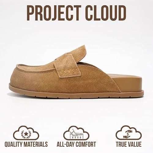 Project Cloud 100% Genuine Leather Womens Clog - Memory Foam Arch Support Non-Slip Sole Mules & Clogs for Women Footwear - Platform Winter Shoes (Foamy) thumbnail 4