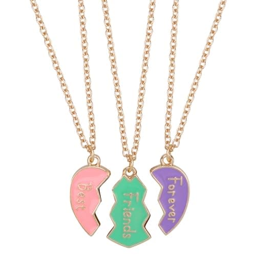 3pcs Friendship Necklaces for 3, Love Heart Enamel Magnetic Matching Pendant Necklace Forever Three Friends Jewelry Gifts for Women Men Anniversary Birthday (Style 2), Medium, Stainless Steel, No - Image 1