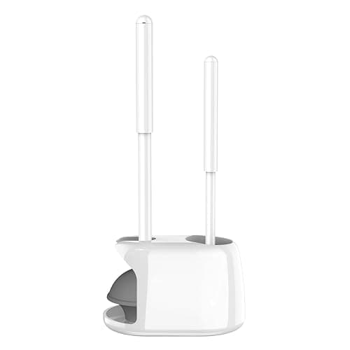 SetSail Toilet Brush and Plunger Set, Toilet Plungers for Bathroom Heavy Duty Toilet Bowl Brush and Holder Hidden Toilet Plunger and Brush Set for Deeply Cleaning - white - Image 1