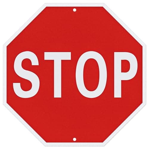 SWEETAPRIL Stop Signs, 12 x 12 Inches Rust-Free Aluminum, Street Slow Warning Reflective, Weather Resistant - Easy to Install - Image 1