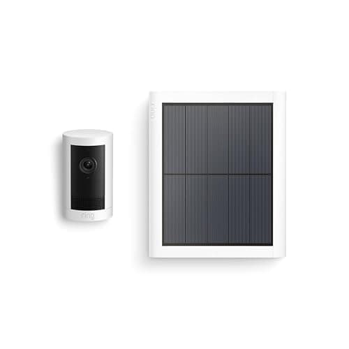 Introducing Ring Outdoor Cam Plus, Solar — Wide-Angle 2K Video with Ring Vision, Low-Light Sight for full-color night vision, Mounting Versatility, White - Image 1