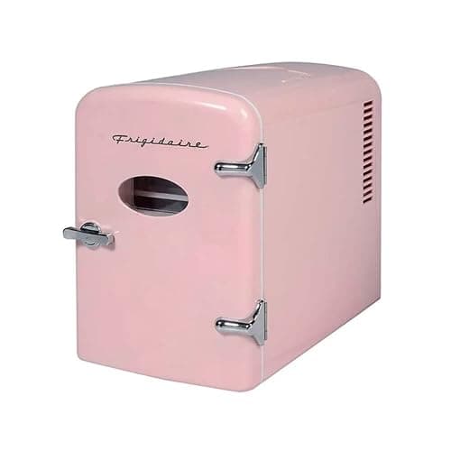 Frigidaire Retro 9-Can Mini Personal Fridge Portable Cooler for Car, Office, Bedroom, Dorm Room, or Cabin, 11.8" D x 7.1" W x 10.1" H, PINK - Image 1