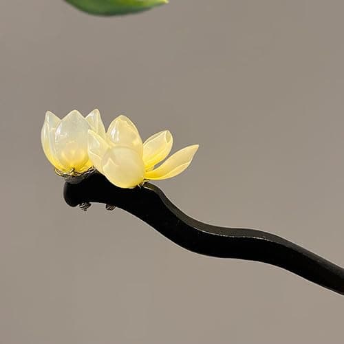 Chinese Flower Wooden Hairpin Handmade Floral Wooden Hair Sticks – Chinese Decorative Hair Chopsticks thumbnail 4